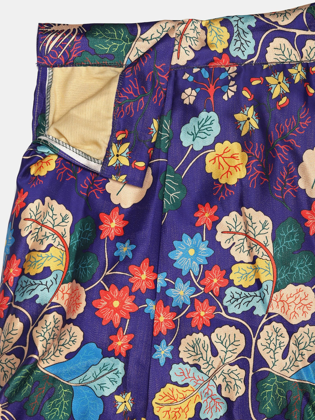 Elegant Royal Purple Festive Wear Semi-Stitched Crepe Lehenga Choli with Digital Floral Print & Soft Net Dupatta