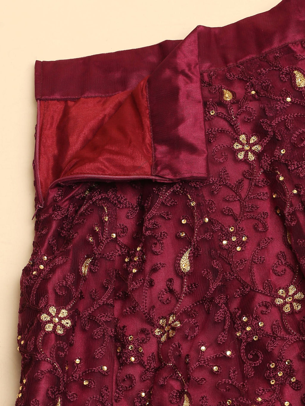 Purple Festive Wear Semi-Stitched Net Lehenga Choli with Floral Motifs Thread Embroidered Work