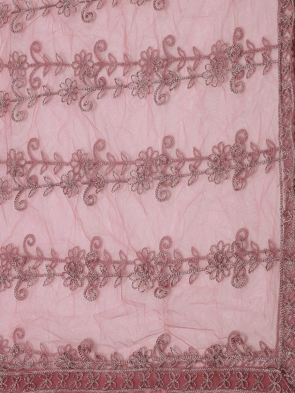 Dusty Rose Taffeta Silk Embroidered Party Wear Semi-Stitched Lehenga Choli with Floral Thread Work