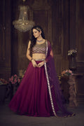 Royal Wine & Plum Purple Wedding Wear Semi-Stitched Rangoli Silk Lehenga Choli with Designer Mirror Border Net Dupatta