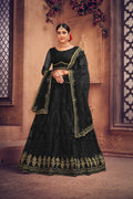 Black Embroidered Bridal & Wedding Wear Semi-Stitched Net Lehenga Choli with Heavy Dupatta Work