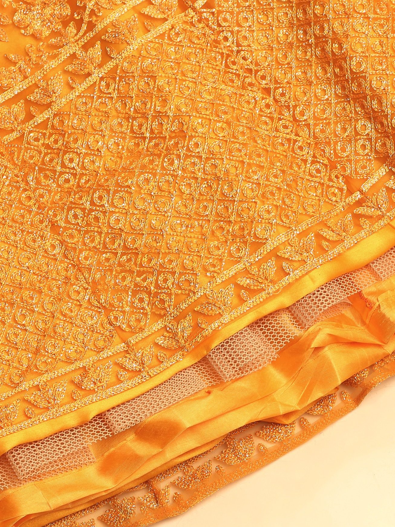 Elegant Peach Pink Festive & Wedding Wear Semi-Stitched Net & Silk Blend Lehenga Choli with Floral Embroidery Work