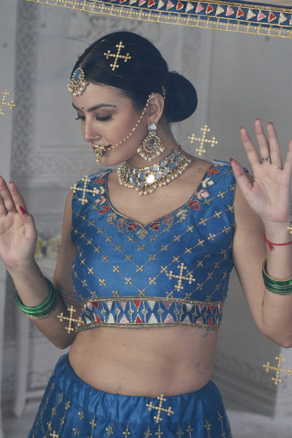 Graceful Teal Blue Embroidered Festive & Wedding Wear Semi-Stitched Net Lehenga Choli with Net Dupatta