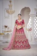 Bridal Rani Pink & Blush Festive & Wedding Wear Semi-Stitched Silk Lehenga Choli with Heavy Traditional Embroidery Net Dupatta