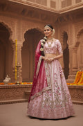 Grand Pastel Pink & Rani Pink Bridal & Wedding Wear Semi-Stitched Silk Lehenga Choli with Heavy Floral Pattern & Resham Embroidery Work