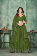 Elegant Mehendi Embroidery Work Festive & Wedding Wear Semi-Stitched Georgette Lehenga Choli with Dupatta