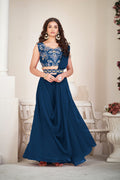 Elegant Rame Party Wear Semi-Stitched Georgette Embroidery & Thread Work Lehenga Choli with Designer Blouse