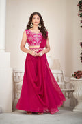 Elegant Pink Party Wear Semi-Stitched Georgette Embroidery & Thread Work Lehenga Choli with Designer Blouse