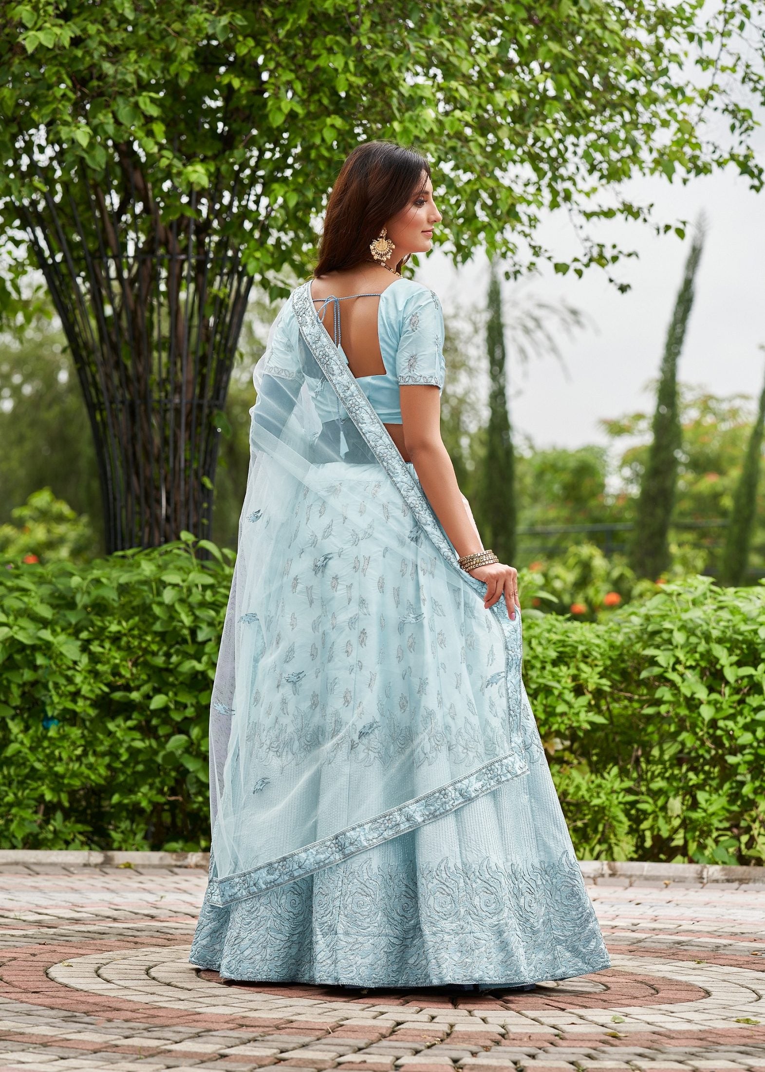 Elegant Peach Embroidered Festive & Wedding Wear Semi-Stitched Net Lehenga Choli with Heavy Dupatta Work