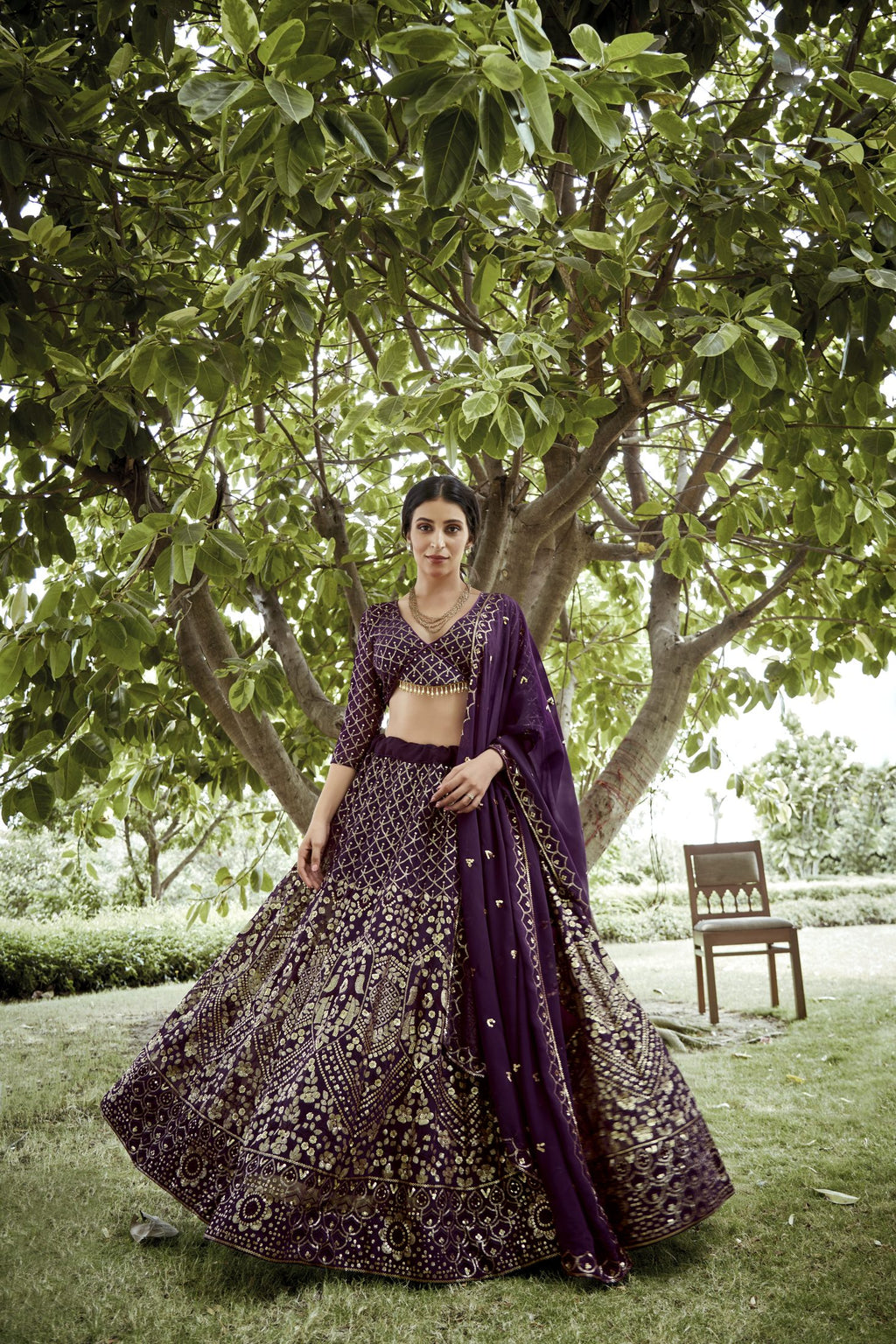 Regal Purple Zari Embellished Festive & Wedding Wear Semi-Stitched Silk Lehenga Choli with Heavy Dupatta Work