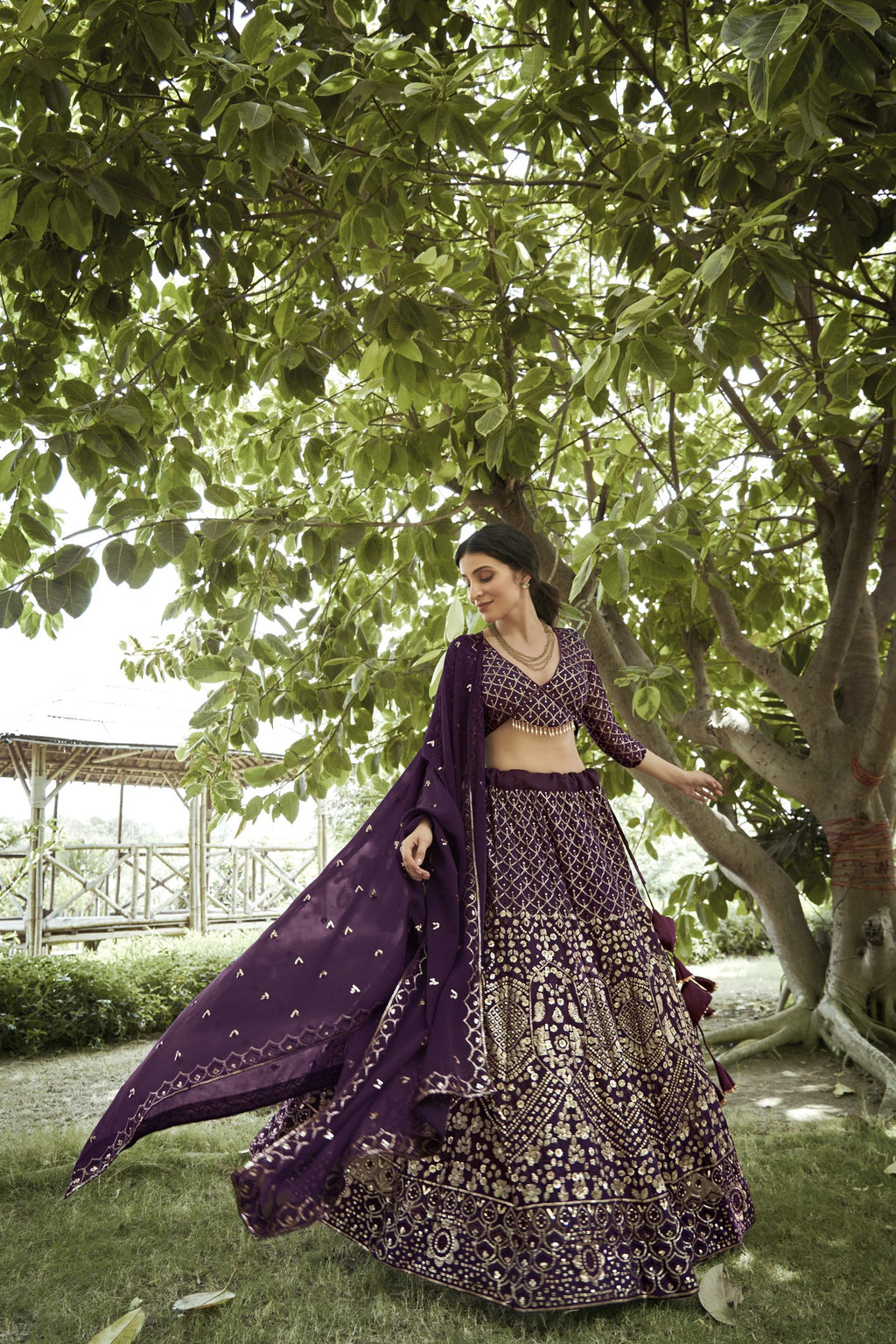Regal Purple Zari Embellished Festive & Wedding Wear Semi-Stitched Silk Lehenga Choli with Heavy Dupatta Work