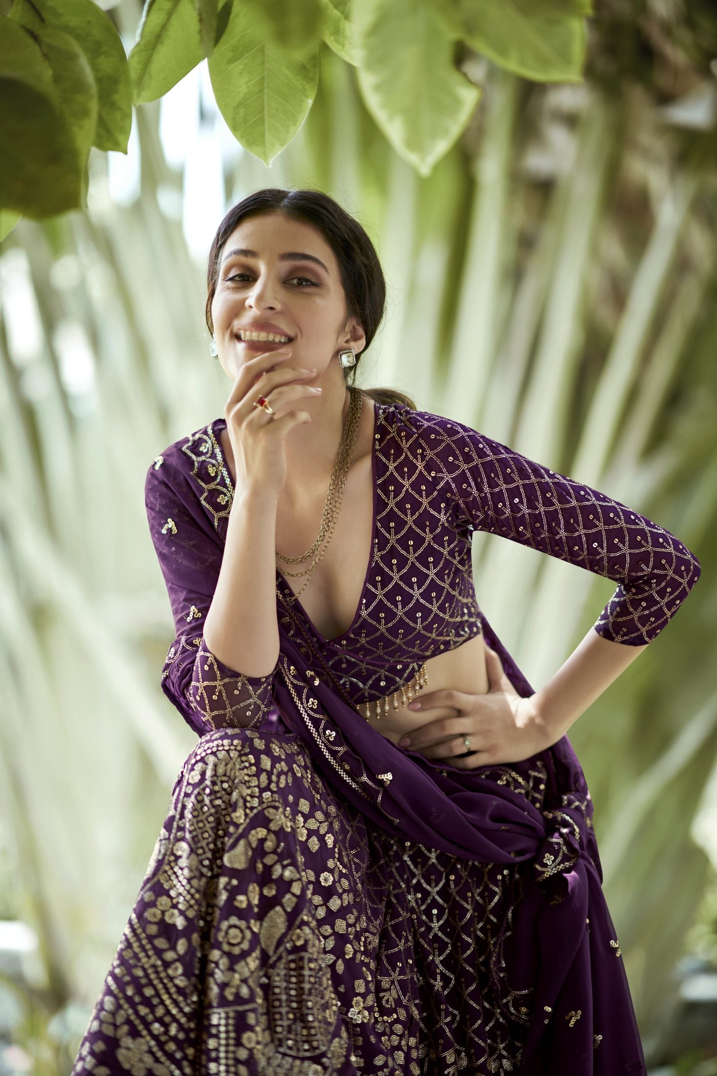 Regal Purple Zari Embellished Festive & Wedding Wear Semi-Stitched Silk Lehenga Choli with Heavy Dupatta Work