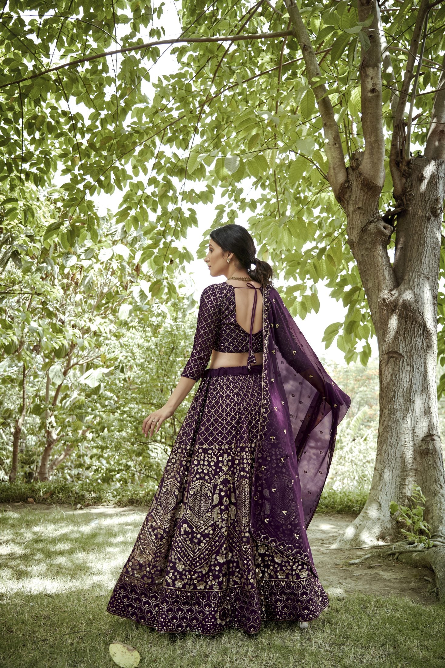 Regal Purple Zari Embellished Festive & Wedding Wear Semi-Stitched Silk Lehenga Choli with Heavy Dupatta Work