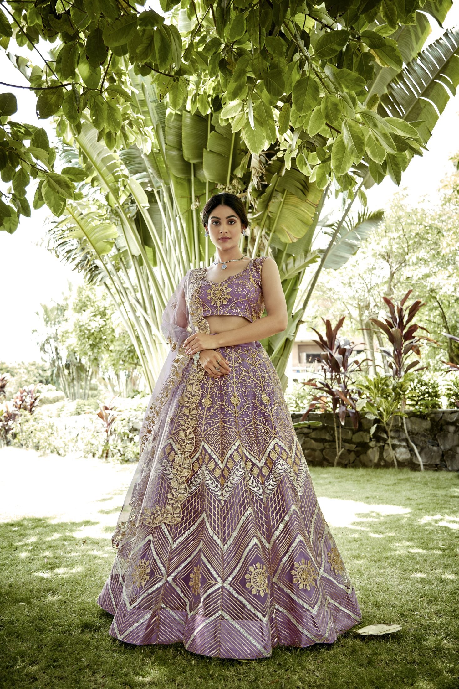 Royal Purple Zari Embroidered Festive & Wedding Wear Semi-Stitched Net Lehenga Choli with Heavy Designer Dupatta Work