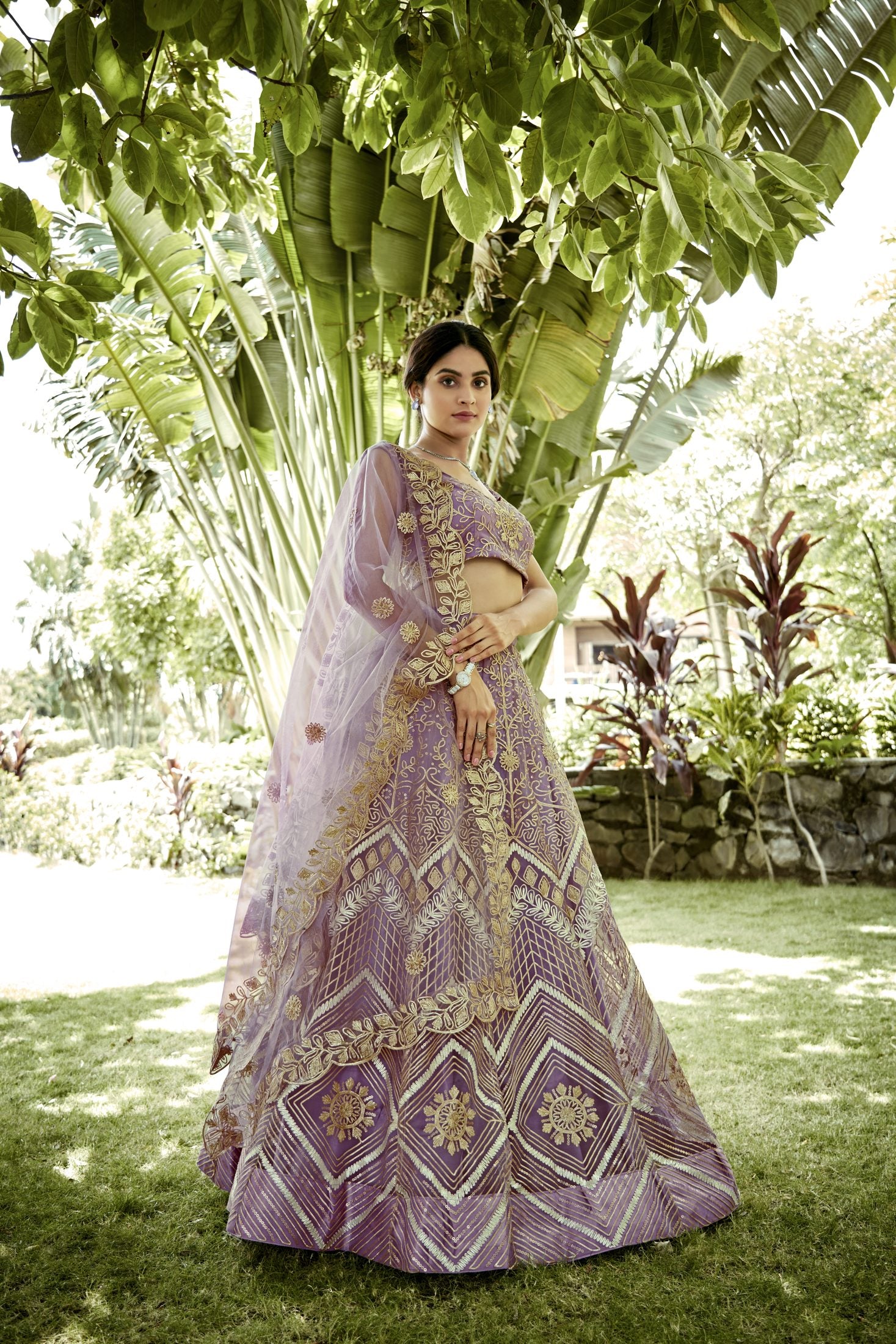 Royal Purple Zari Embroidered Festive & Wedding Wear Semi-Stitched Net Lehenga Choli with Heavy Designer Dupatta Work