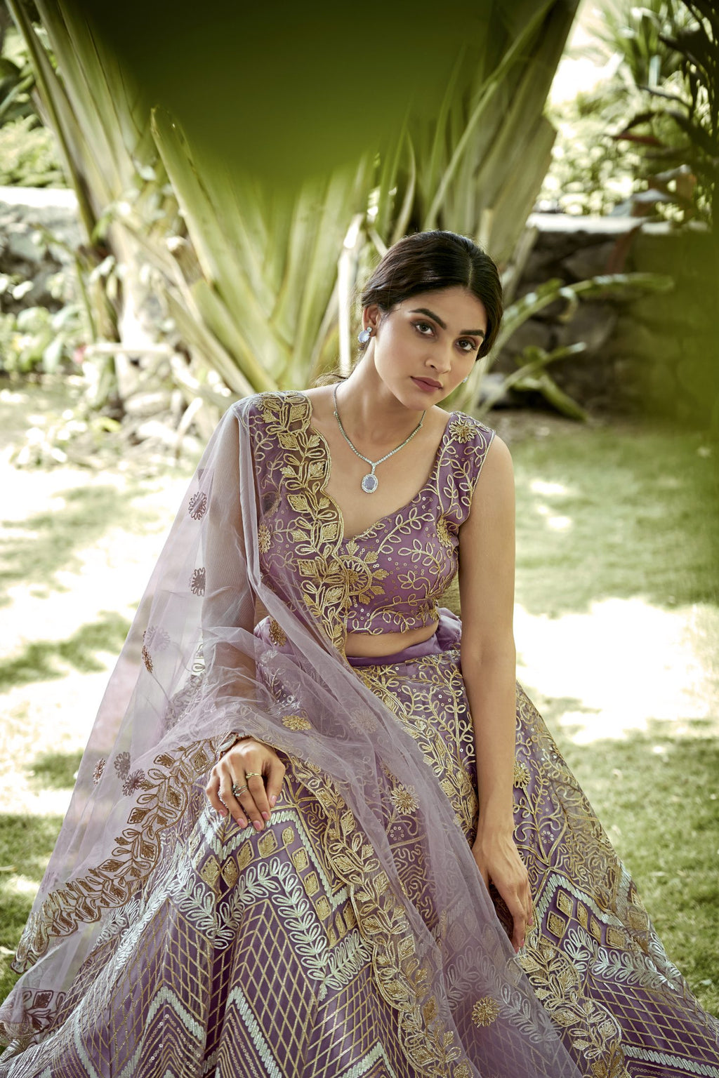 Royal Purple Zari Embroidered Festive & Wedding Wear Semi-Stitched Net Lehenga Choli with Heavy Designer Dupatta Work