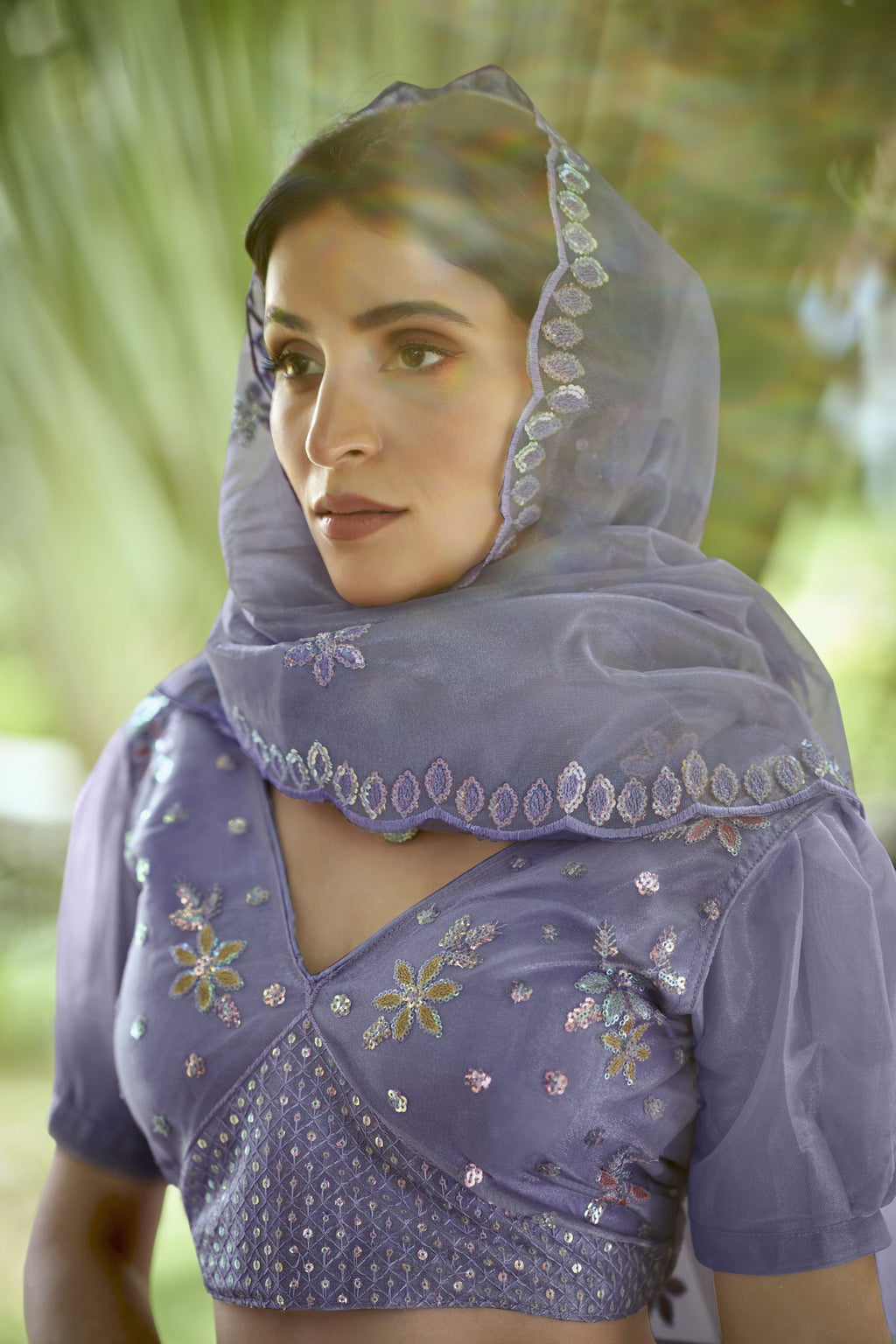 Graceful Lavender Floral Embroidered Festive & Wedding Wear Semi-Stitched Net Lehenga Choli with Designer Dupatta Work