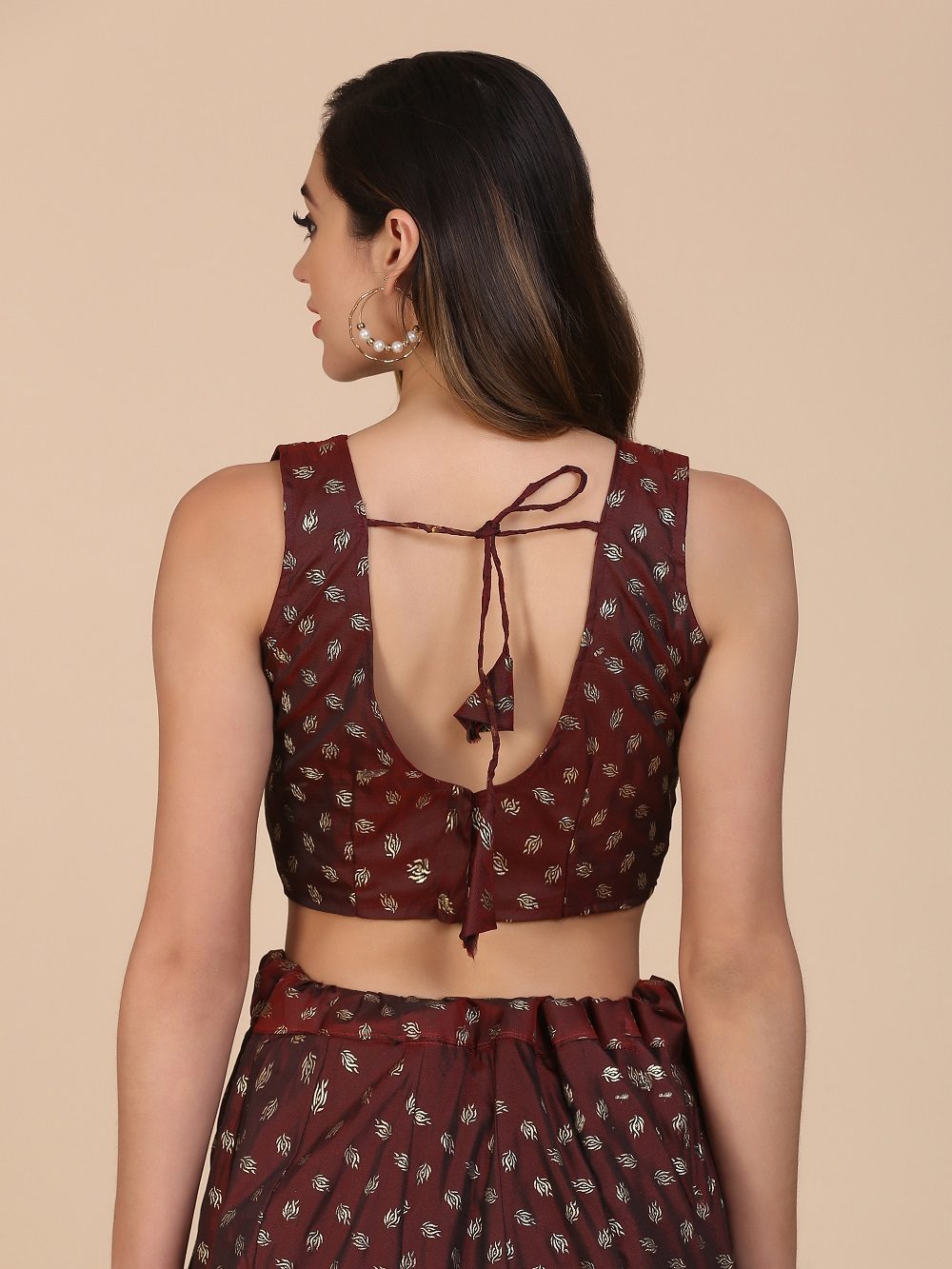 Maroon Foile Weaving Butti Work Semi-Stitched Taffeta Silk Lehenga Choli with Dupatta for Wedding & Festive Occasion