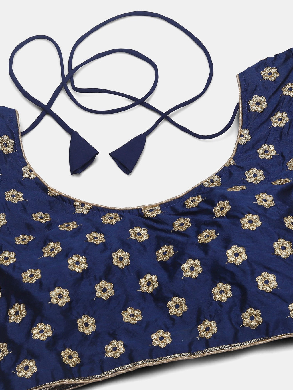 Navy Blue & Gold Peacock Motif Festive & Wedding Wear Semi-Stitched Georgette Lehenga Choli with Foil Print Work