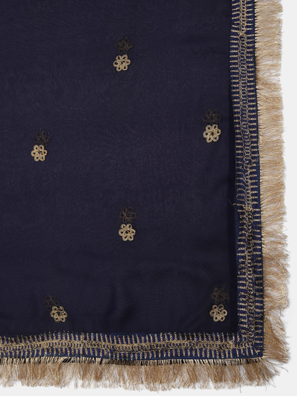 Navy Blue & Gold Peacock Motif Festive & Wedding Wear Semi-Stitched Georgette Lehenga Choli with Foil Print Work