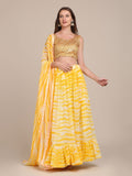 Elegant Sunshine Yellow Festive & Haldi Wear Semi-Stitched Georgette Lehenga Choli with Tie-Dye Print Work