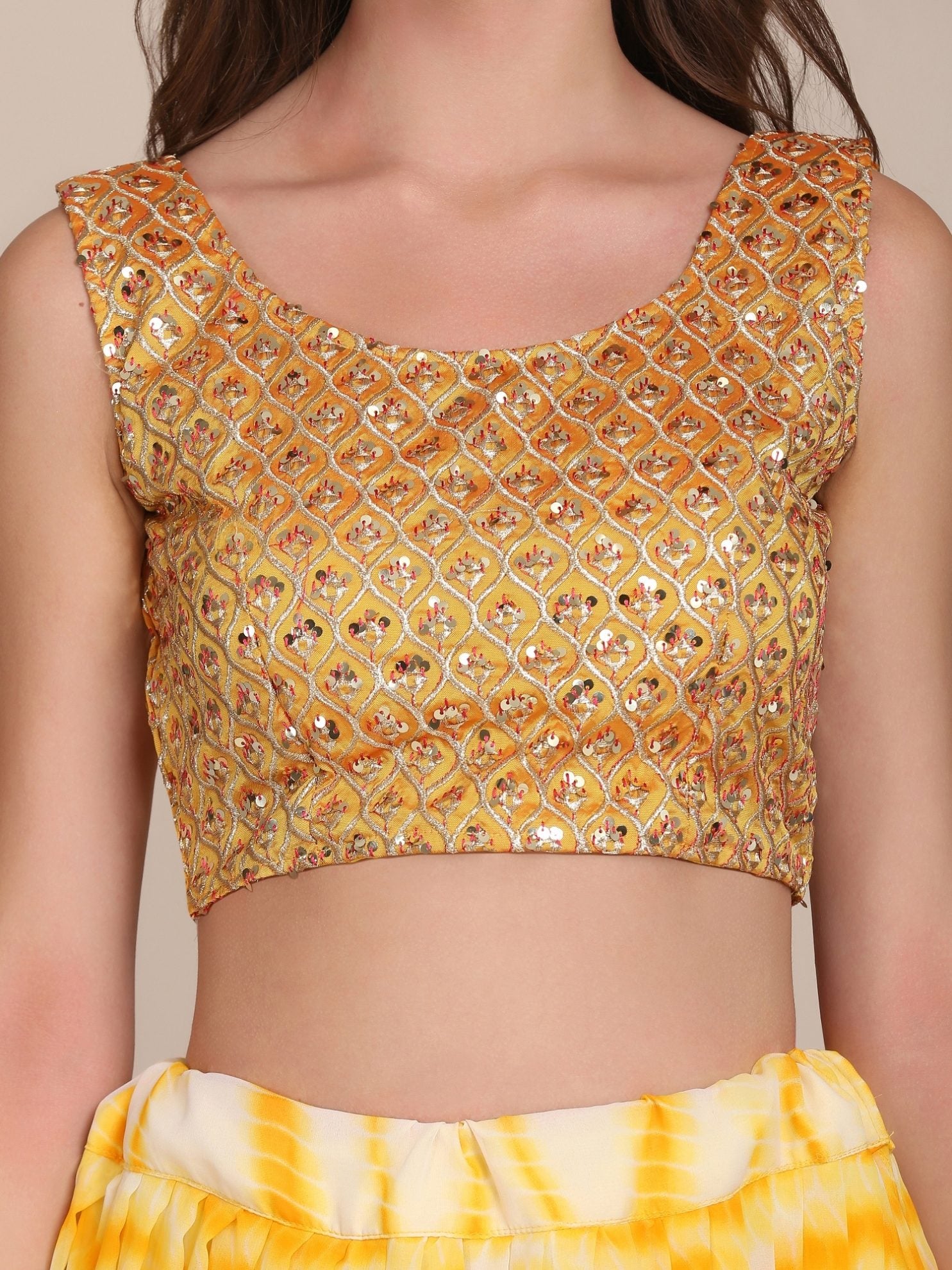 Elegant Sunshine Yellow Festive & Haldi Wear Semi-Stitched Georgette Lehenga Choli with Tie-Dye Print Work