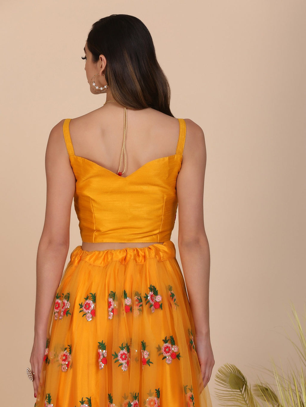 Mustard Yellow Floral Embroidered Festive & Wedding Wear Semi-Stitched Net Lehenga Choli with Heavy Dupatta Work