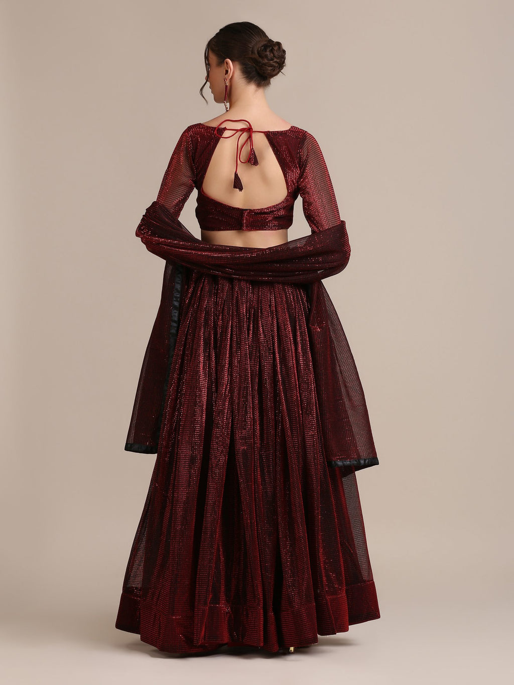 Elegant Maroon Party & Cocktail Wear Semi-Stitched Fancy Fabric Lehenga Choli with Embellished Work