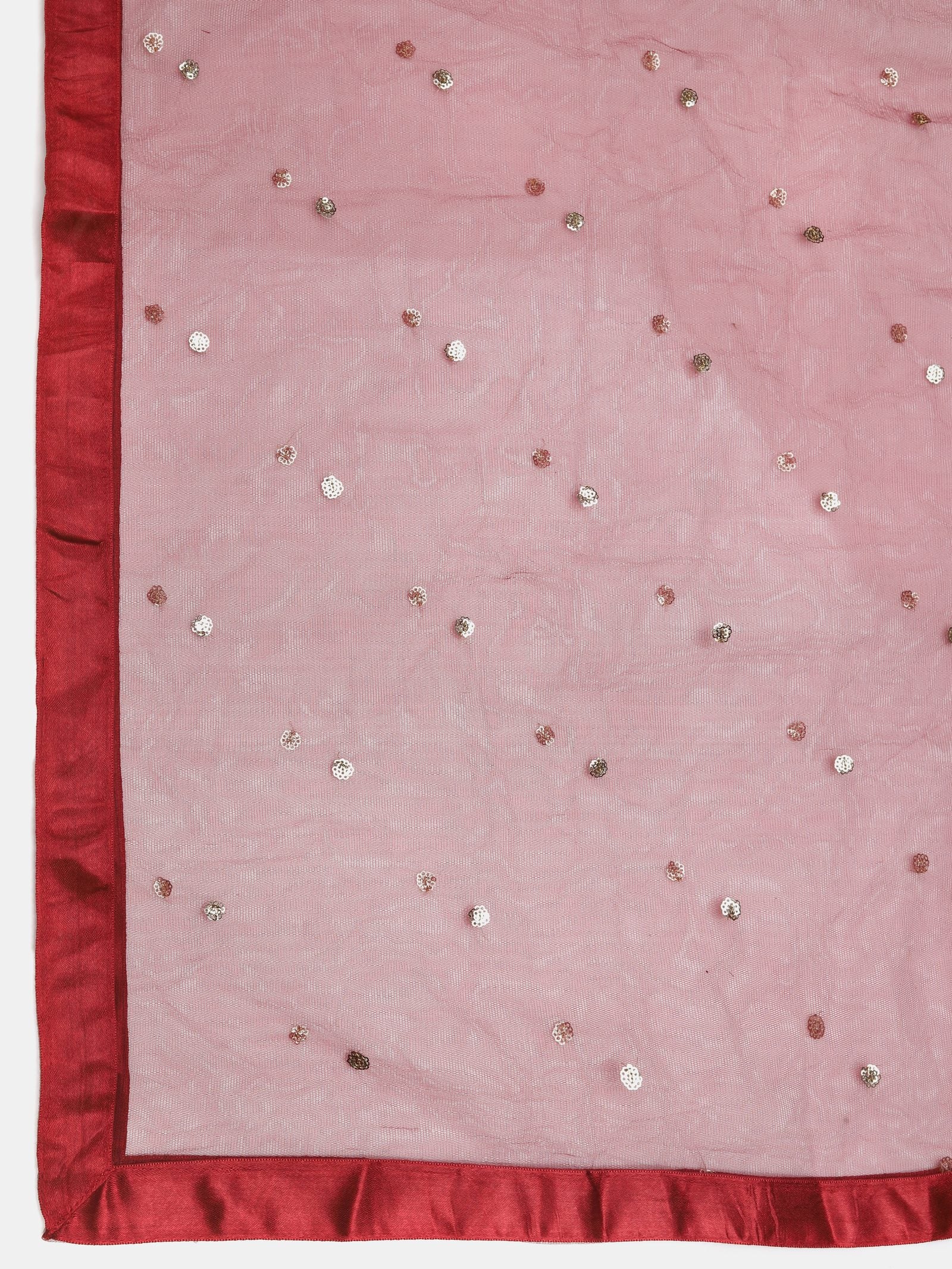 Elegant Wine Festive & Wedding Wear Semi-Stitched Net Lehenga Choli with Sequin Butti Work