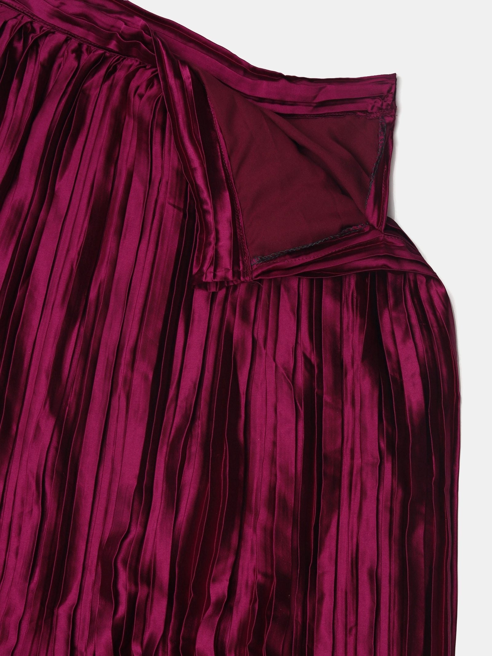 Elegant Wine Festive & Wedding Wear Semi-Stitched Silk Lehenga Choli with Pleated Pattern and Ruched Blouse