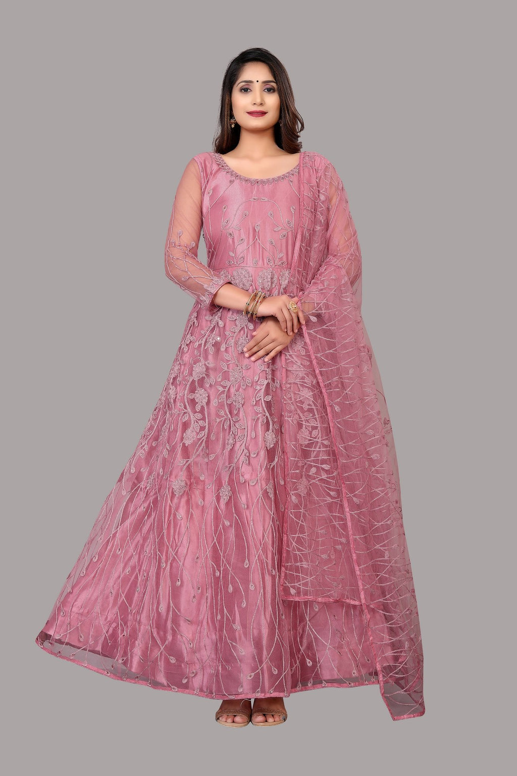 Dusty Net Anarkali Suit