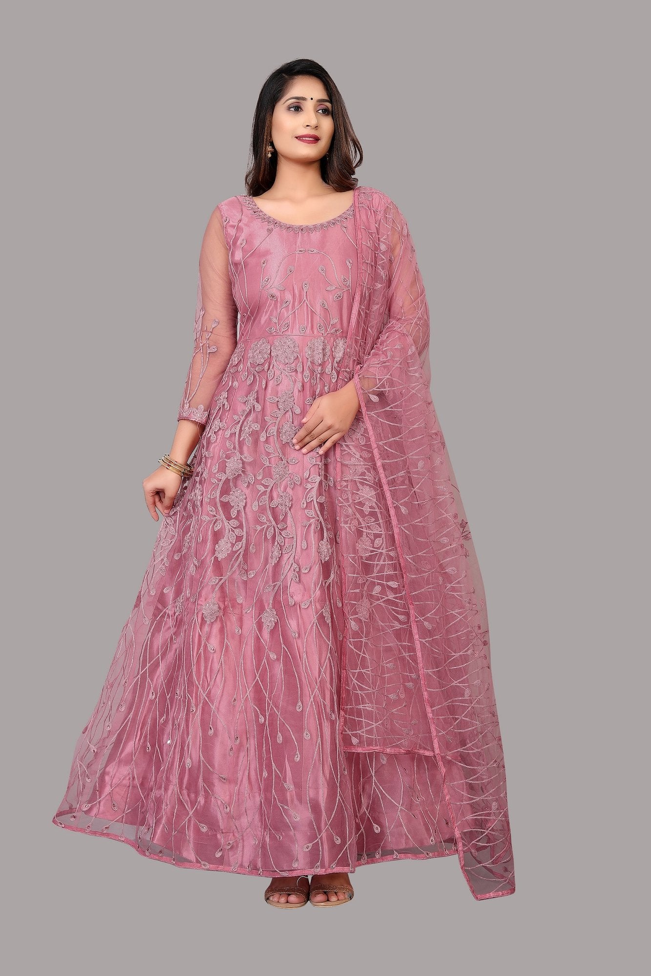 Dusty Net Anarkali Suit