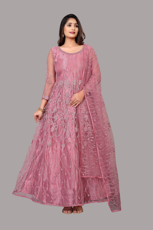 Dusty Net Anarkali Suit