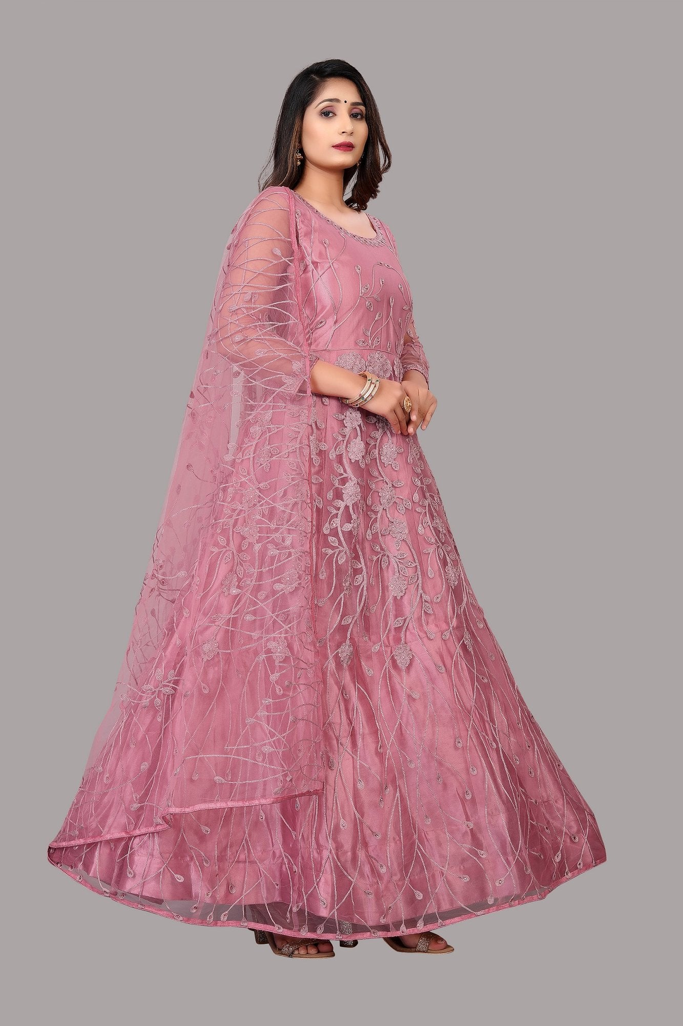 Dusty Net Anarkali Suit