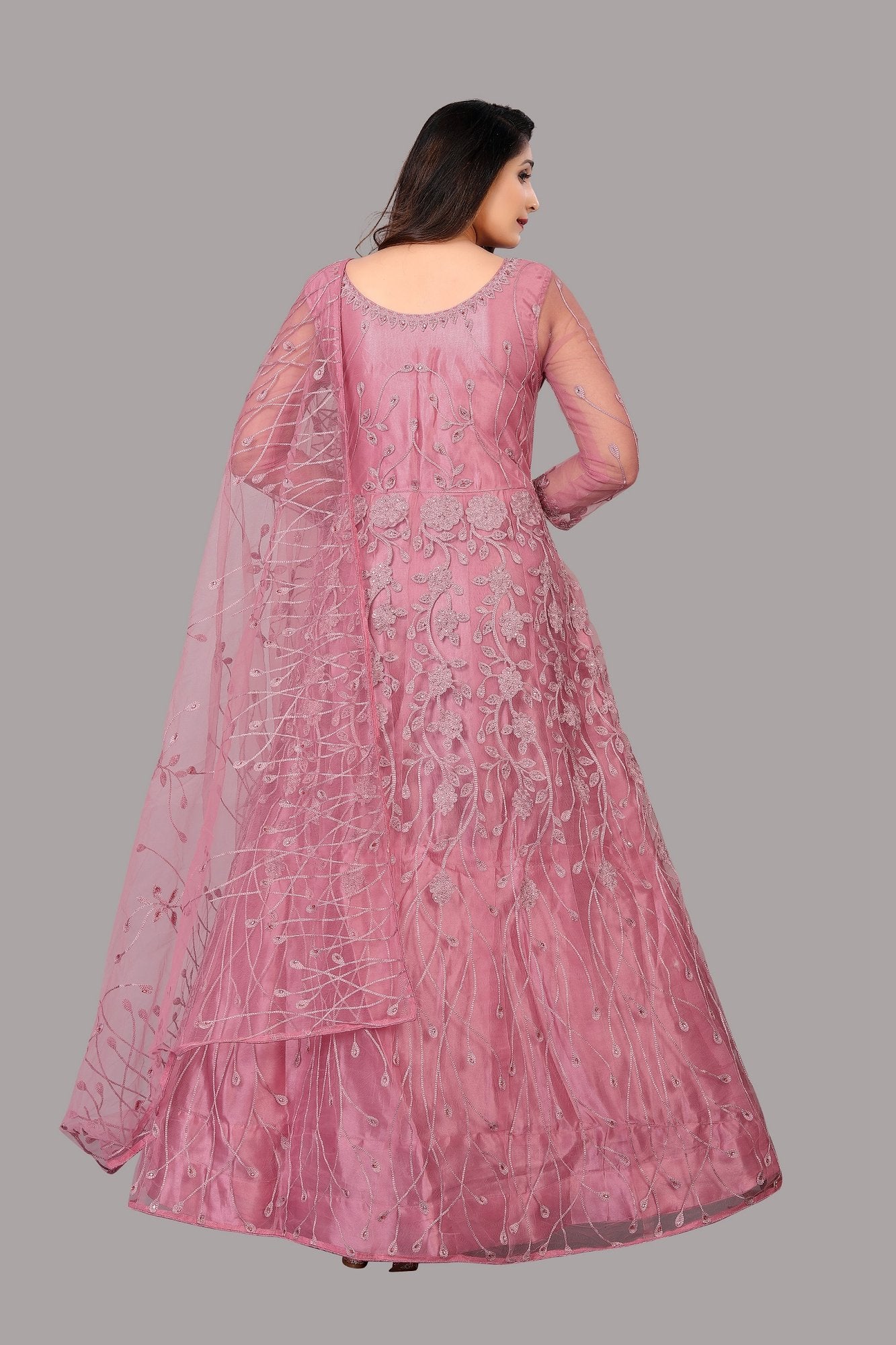 Dusty Net Anarkali Suit
