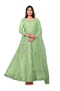 Parrot Green Net Anarkali Suit