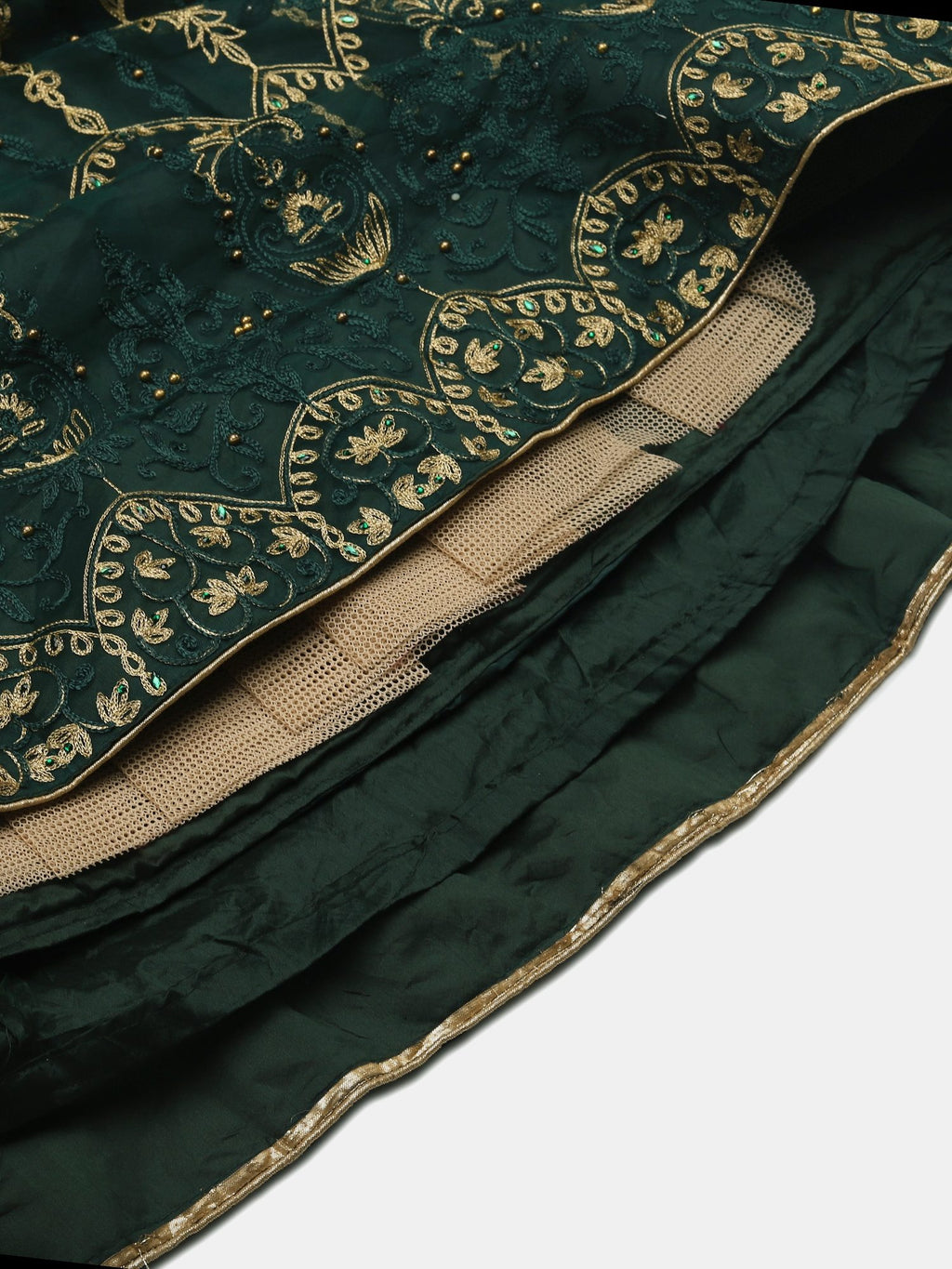 Green Silk Lehenga with Zari & Thread Embroidery work for Bridal & Festive Occasion Stitched lehenga Set