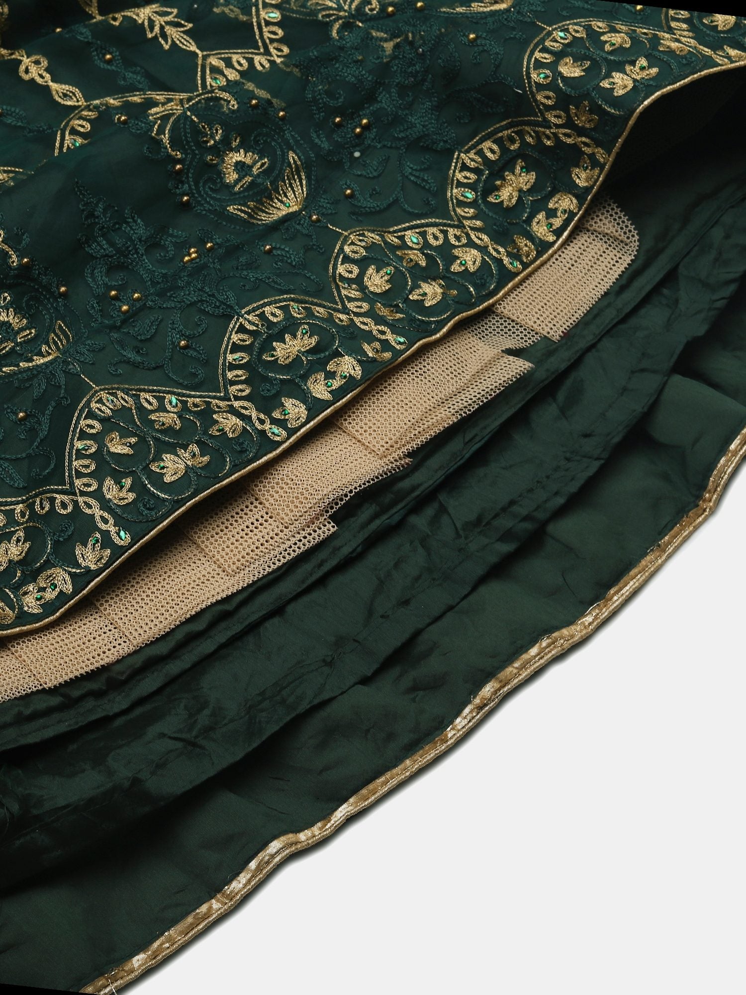 Green Silk Lehenga with Zari & Thread Embroidery work for Bridal & Festive Occasion Stitched lehenga Set