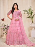 Dusty Pink Net Anarkali Suit