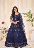 Navy Blue Net Anarkali Suit