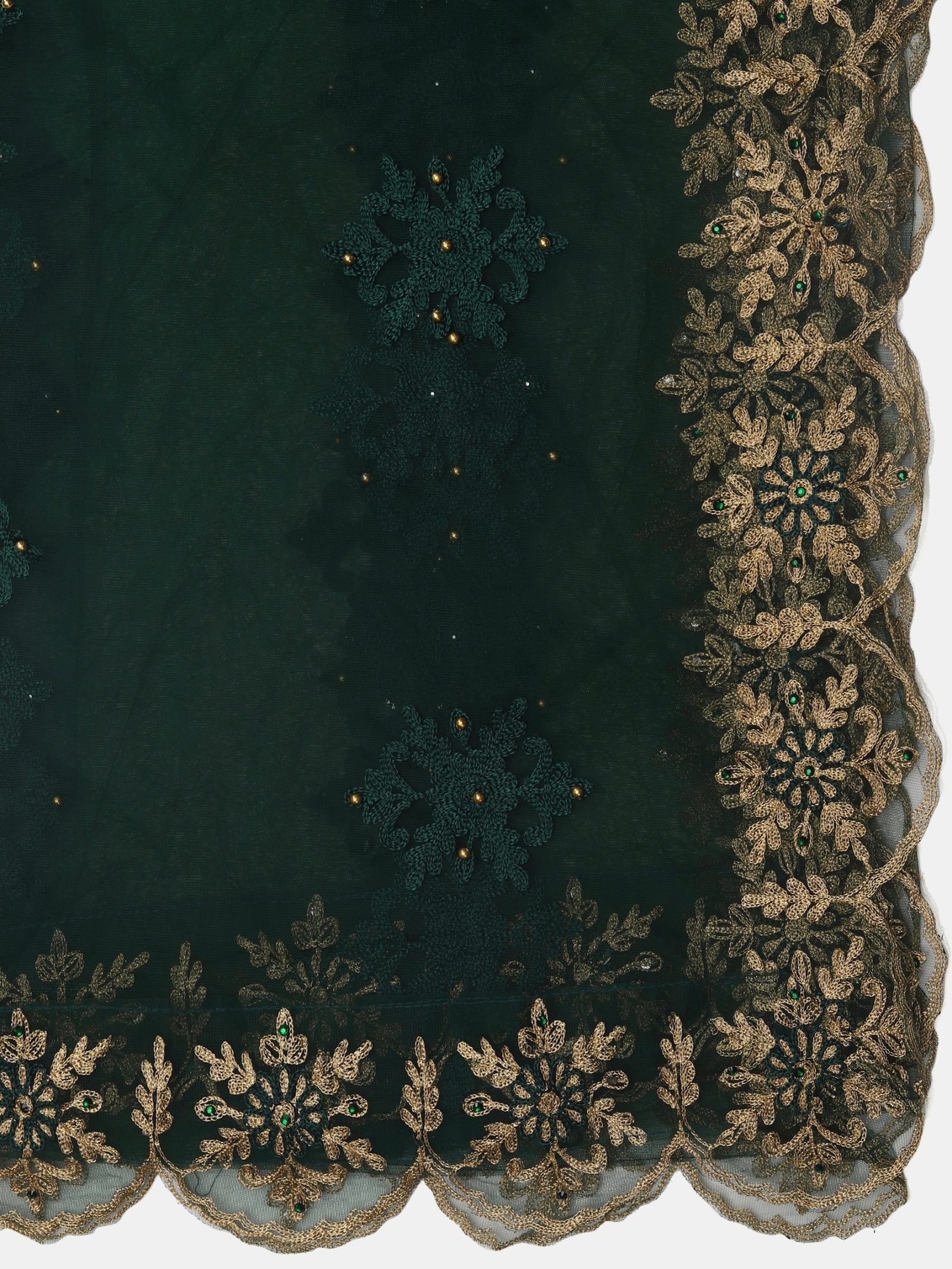 Green Net Embroidered Lehenga Choli with Dupatta Set Heavy Zari & Sequin Work for Bridal & Festive Wear