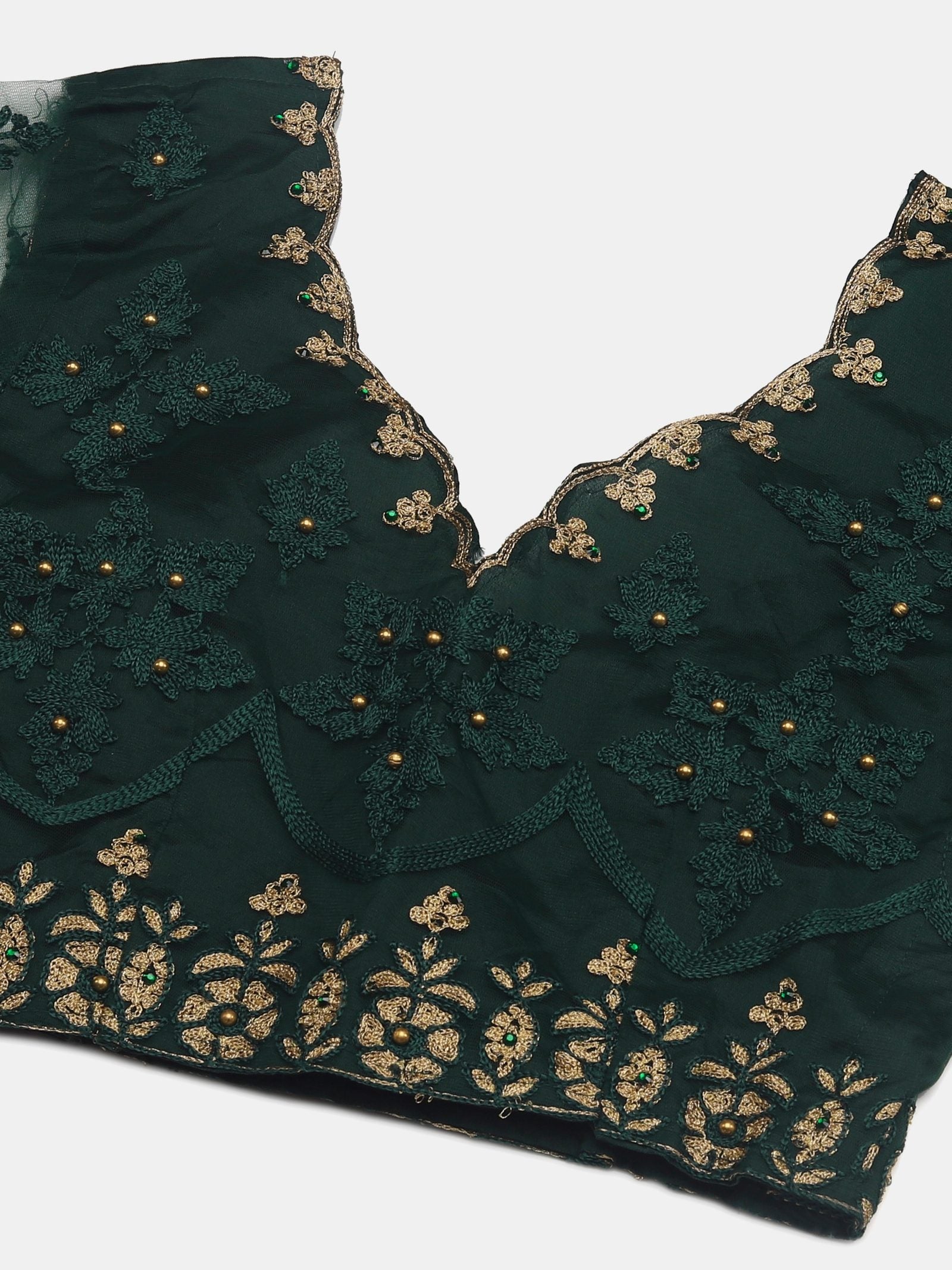 Green Net Embroidered Lehenga Choli with Dupatta Set Heavy Zari & Sequin Work for Bridal & Festive Wear