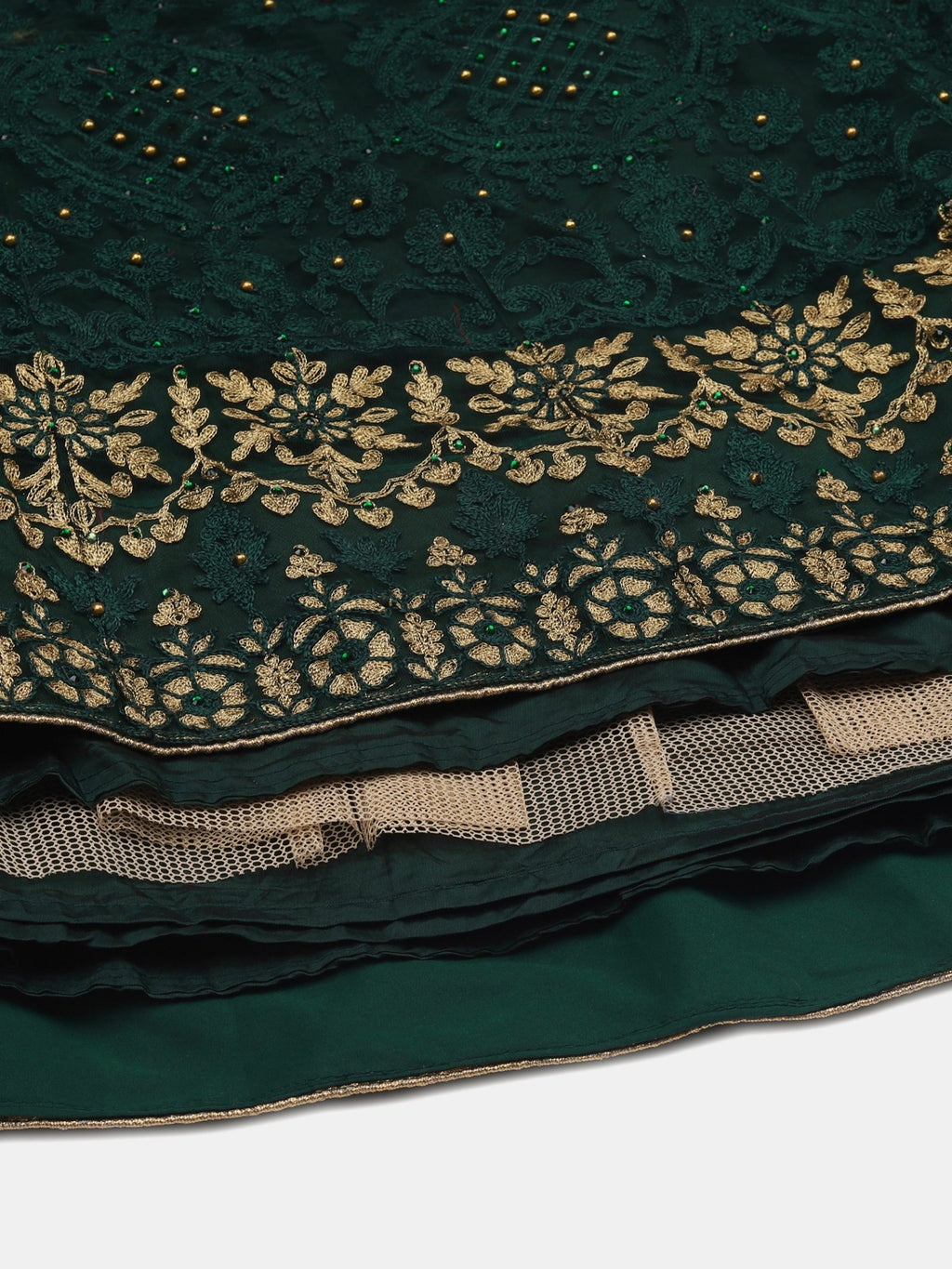 Green Net Embroidered Lehenga Choli with Dupatta Set Heavy Zari & Sequin Work for Bridal & Festive Wear