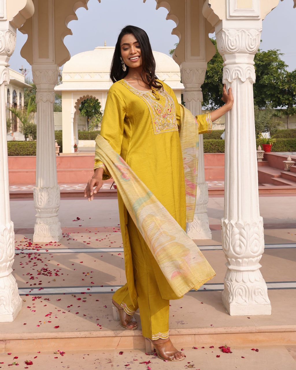 Yellow Embroidery Work Hand Work Kurti