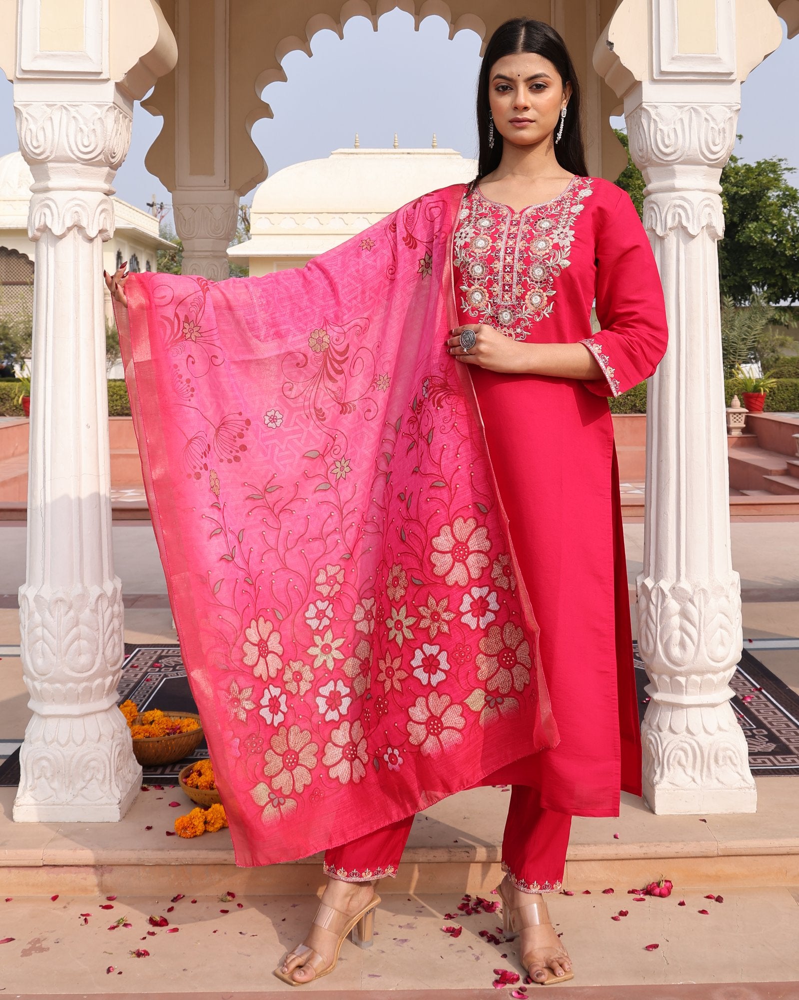 Pink Embroidery Work Hand Work Kurti