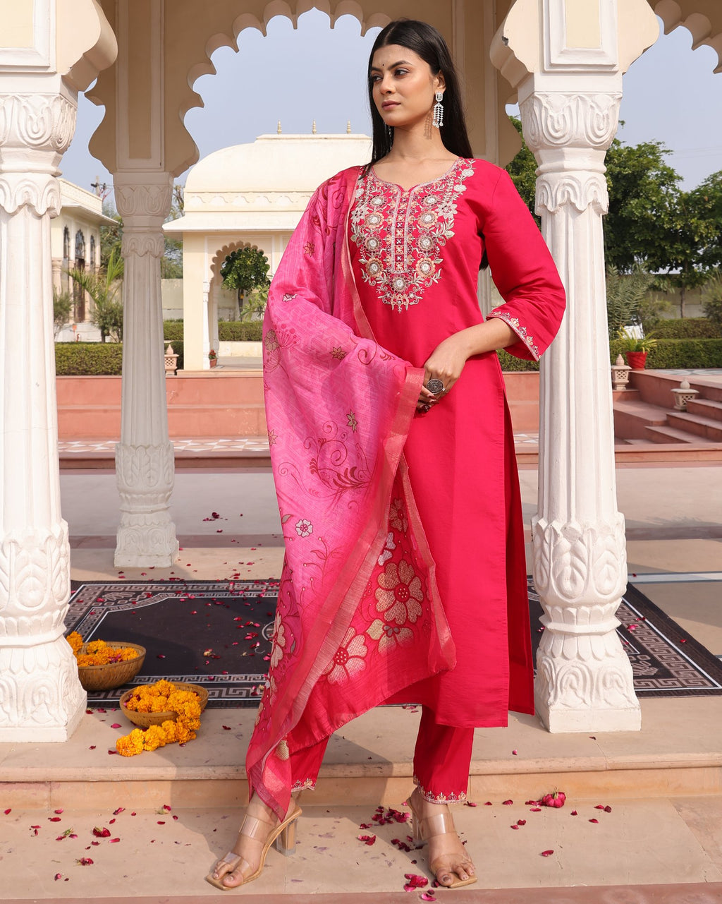 Pink Embroidery Work Hand Work Kurti