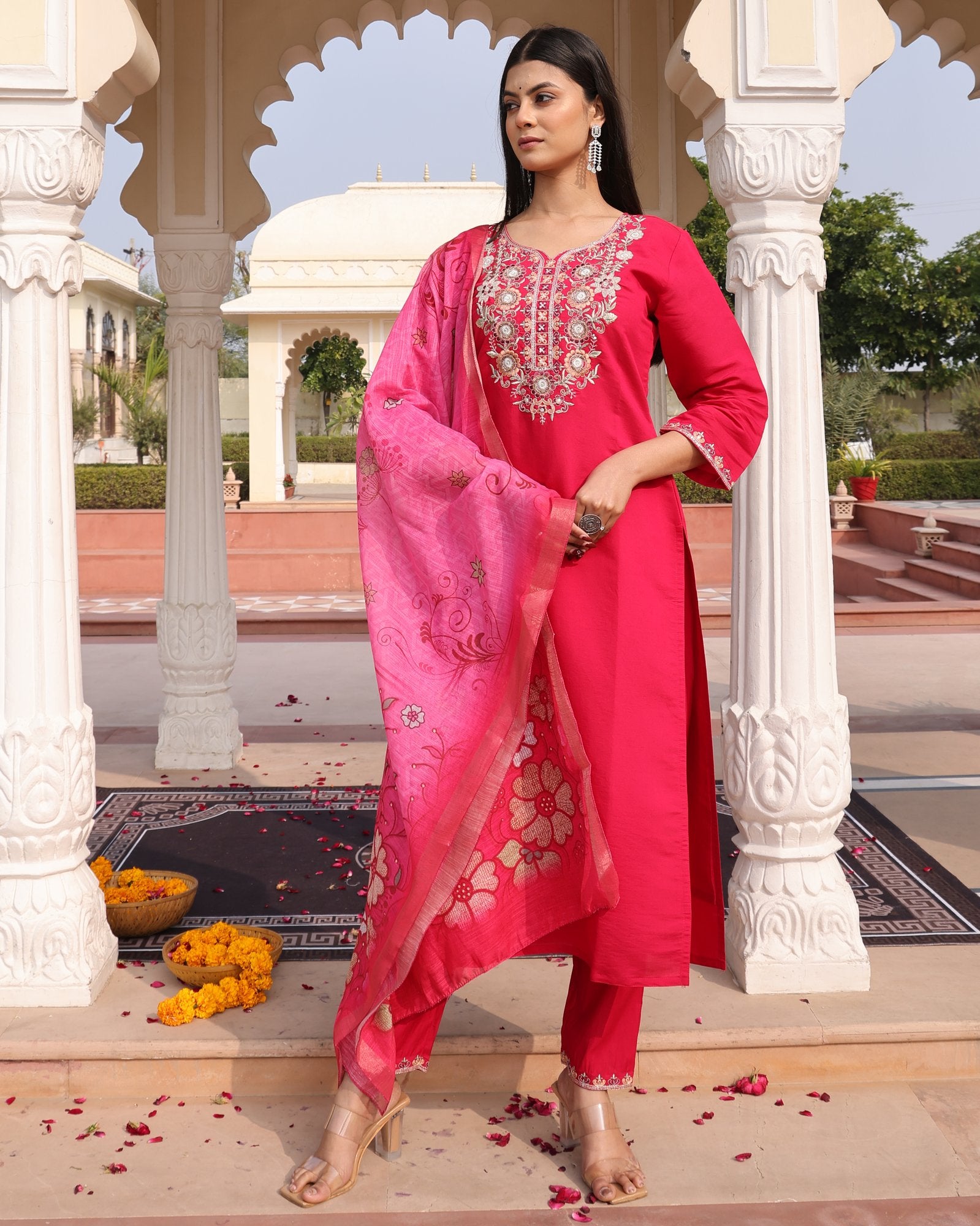 Pink Embroidery Work Hand Work Kurti