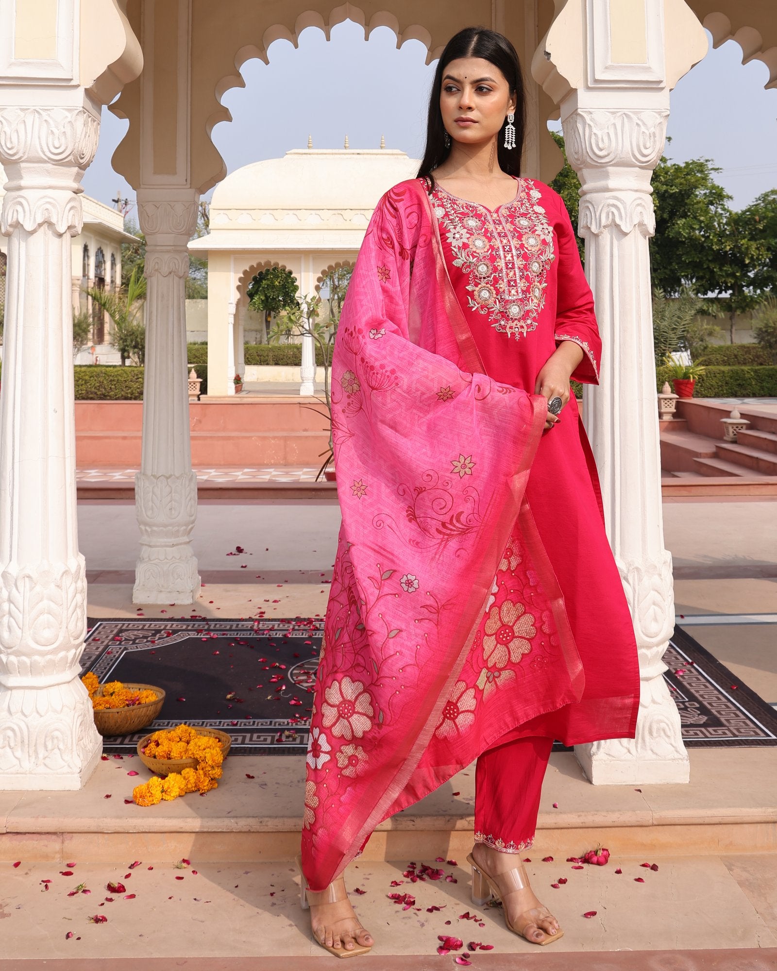 Pink Embroidery Work Hand Work Kurti