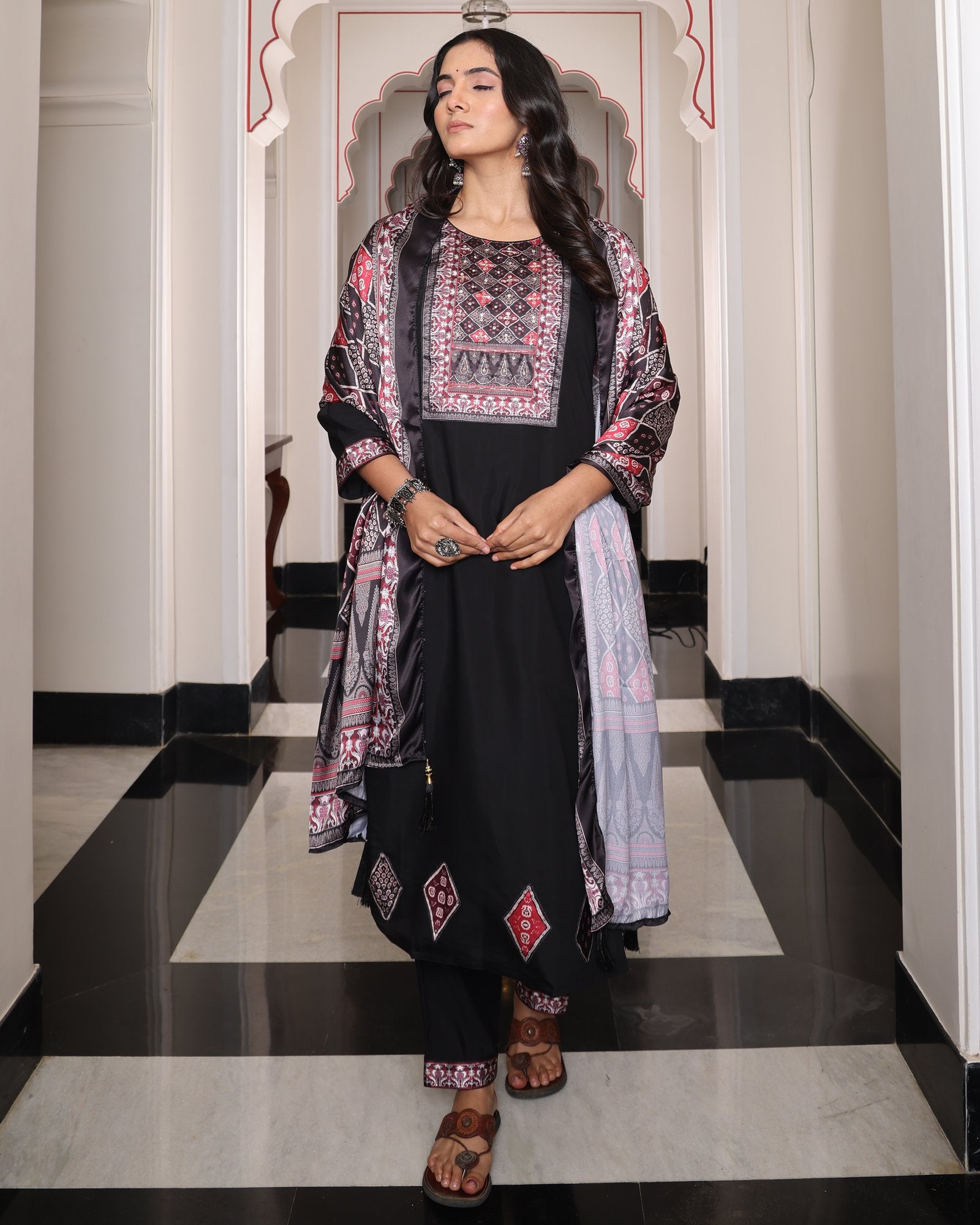 Black Embroidery Work Hand Work Kurti