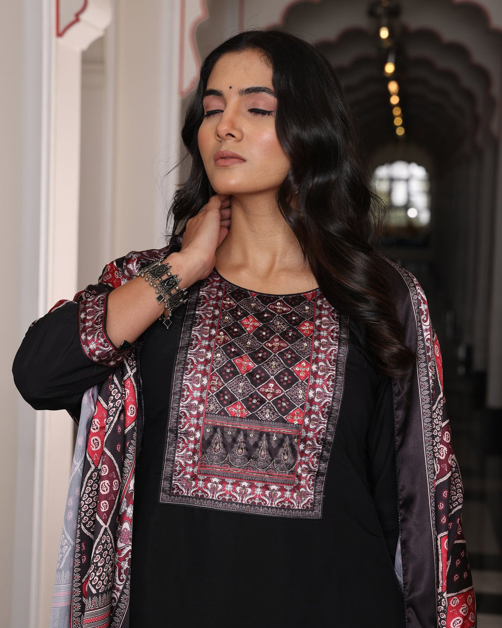 Black Embroidery Work Hand Work Kurti